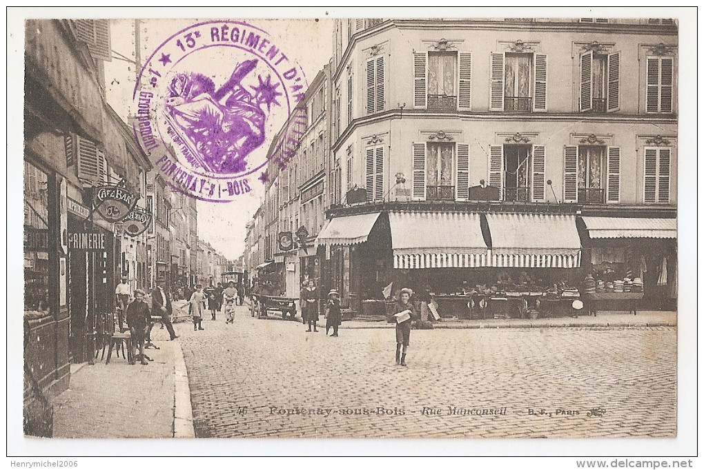 94 - Val De Marne - Fontenay Sous Bois -  Cachet Militaire 13 Regt D´artillerie 1915 - Fontenay Sous Bois