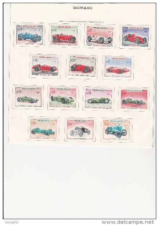 MONACO - SERIE GRAND PRIX D'AUTOMOBILES N° 706 A 721 -NEUVE X - COTE: 21,90 € - Unused Stamps