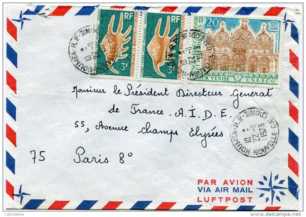 NOUVELLE-CALEDONIE LETTRE PAR AVION DEPART NOUMEA 22-11-1973 POUR LA FRANCE - Briefe U. Dokumente