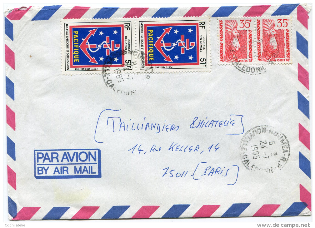 NOUVELLE-CALEDONIE LETTRE PAR AVION DEPART NOUMEA 24-7-1985 POUR LA FRANCE - Covers & Documents