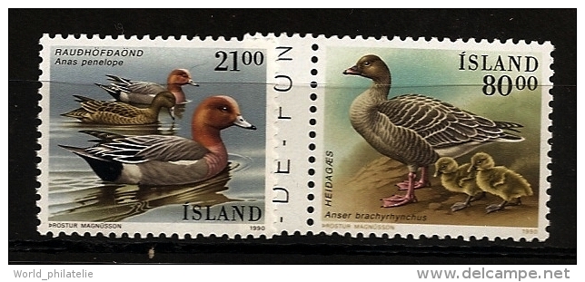 Islande Island 1990 N° 675 / 6 ** Canard Siffleur, Palmipèdes, Animaux, Oiseau, Anas Penelope, Anser Brachyrhynchus, Oie - Ongebruikt