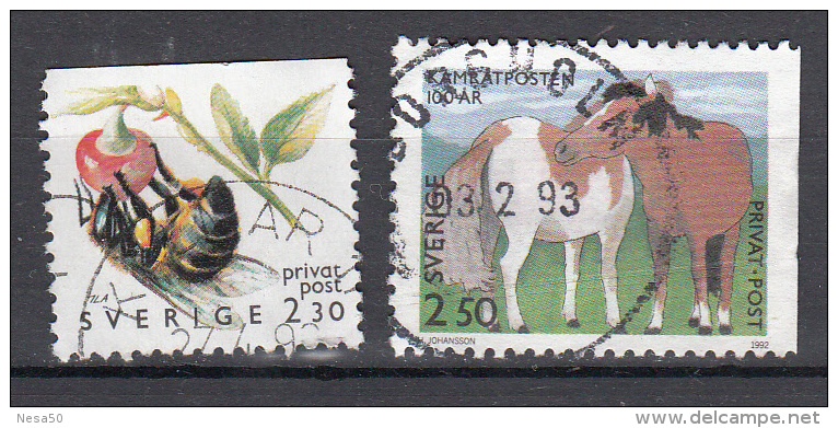 Zweden Privat Post Fauna Wesp En Paarden, Wasp And Horse - Ortsausgaben