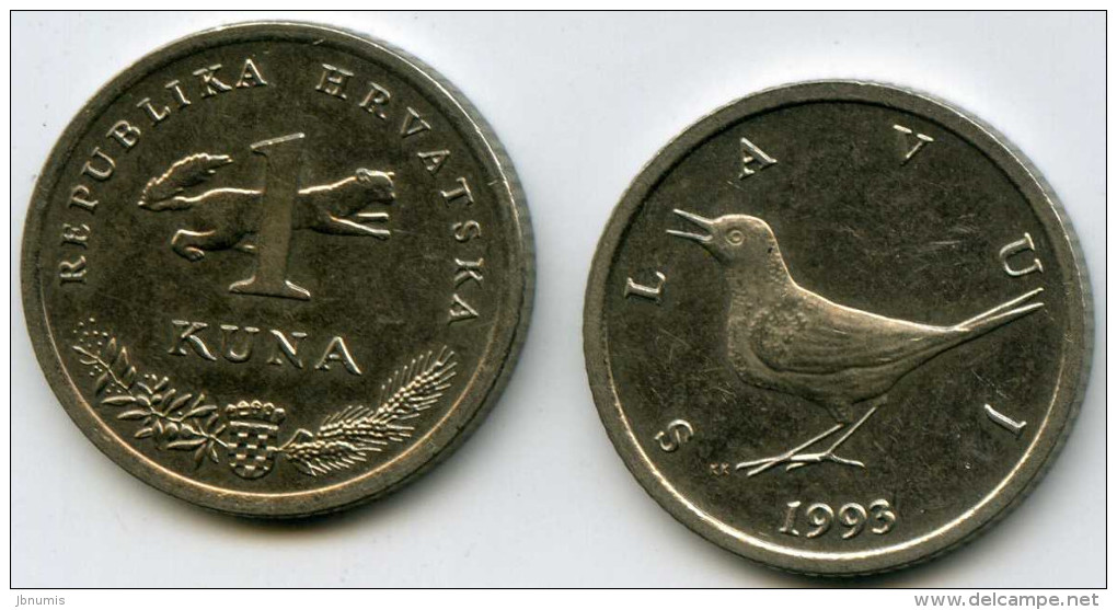 Croatie Croatia 1 Kuna 1993 Croate KM 9.1 - Croatie