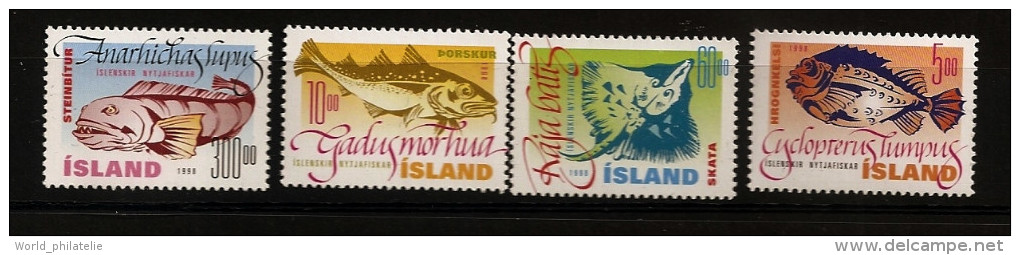 Islande Island 1998 N° 841 / 4 ** Océans, Poissons, Lompe, Morue, Loup De Mer, Raie, Raja Batis, Anarhichas Lupus, Gadus - Ongebruikt