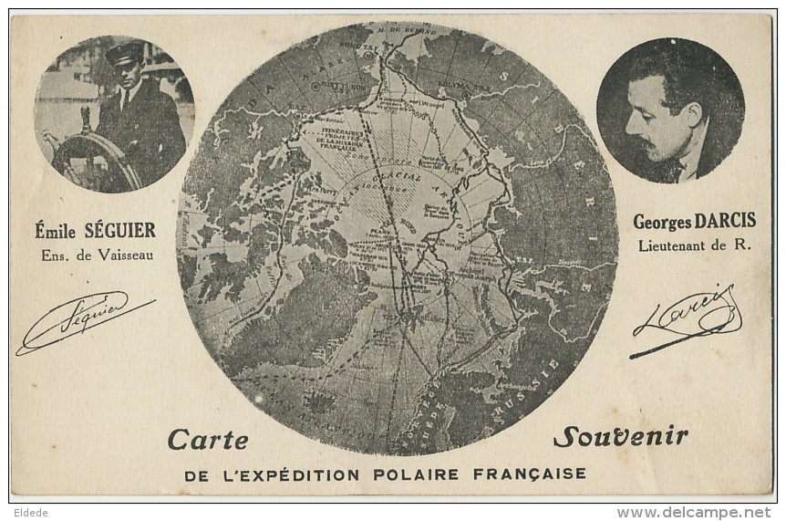 Expedition Polaire Française Emile Seguier Et Georges Darcis Carte Geographique Pole Nord Groenland - TAAF : Franz. Süd- Und Antarktisgebiete