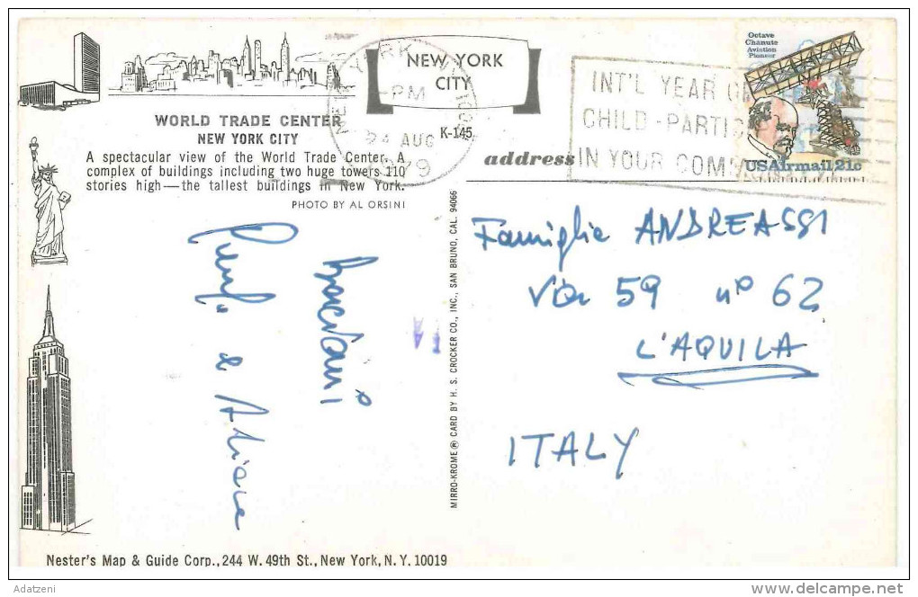 FRA CARTOLINA POST CARD STATI UNITI D’AMERICA U.S.A. UNITED STATES OF AMERICA NEW YORK CITY – WORLD TRADE CENTER VIAGGIA - World Trade Center