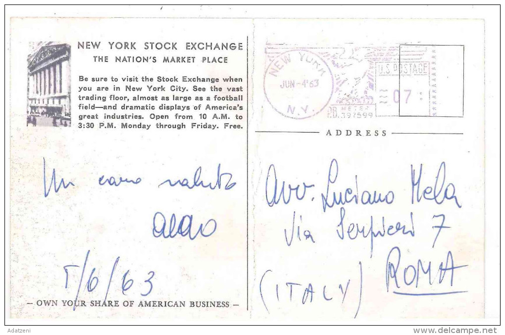 FRA CARTOLINA POST CARD STATI UNITI D’AMERICA U.S.A. UNITED STATES OF AMERICA NEW YORK STOCK EXCHANGE – THE NATION’S MAR - Wall Street