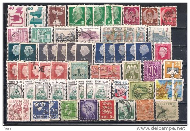 Lot 150 World 8 Scans  394 Different Mainly Small Size - Alla Rinfusa (max 999 Francobolli)