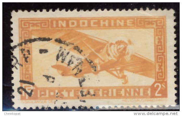 Indochine - Oblitéré - Y&T 1933 N° 12 Poste Aérienne 2pi Jaune-orange - Posta Aerea