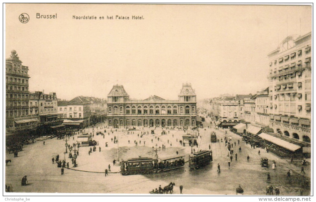 Brussel, Bruxelles, Noordstatie En Palace Hotel, Tram, Tramway (pk24849) - Schienenverkehr - Bahnhöfe