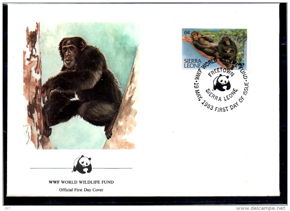SIERRA LEONE  FDC  WWF  Panda  Singe Chimpanzes - Chimpanzees