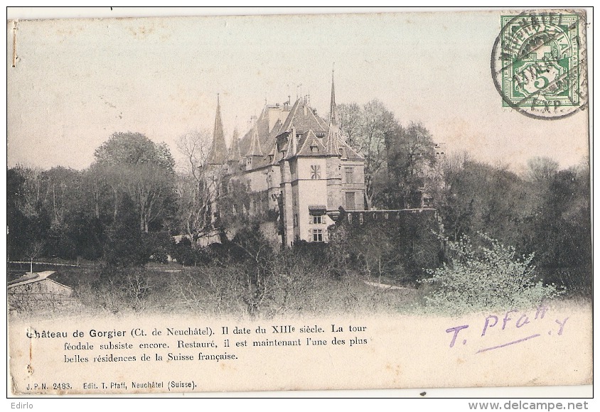 Château De Gorgier   Petites Traces D'agraffes Neuve /unsed  TTENTION Carte Retaillée - Gorgier