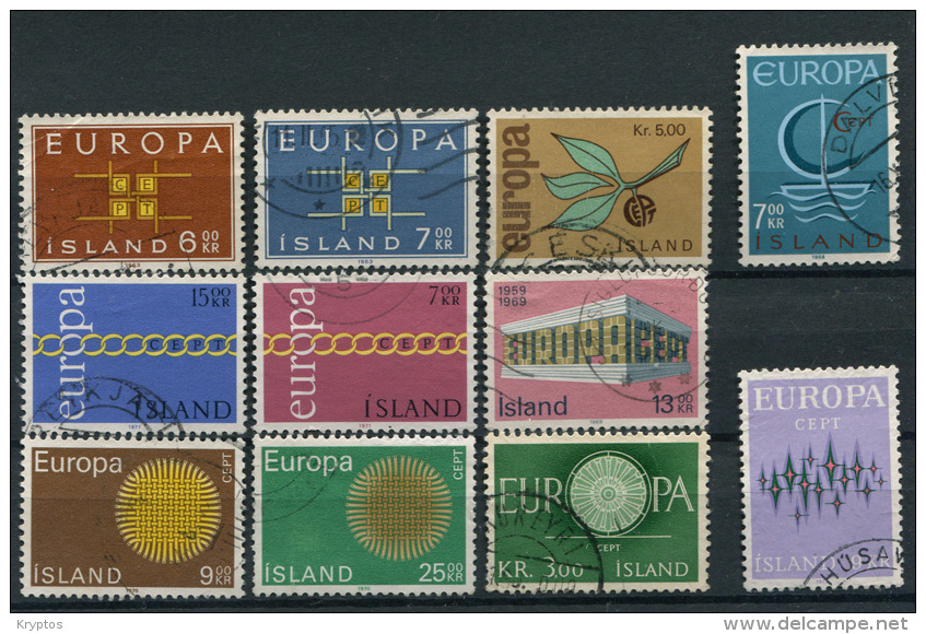 Iceland - Mixed Lot With 11 Stamps (all "CEPT" / Europe) - Collections, Lots & Séries