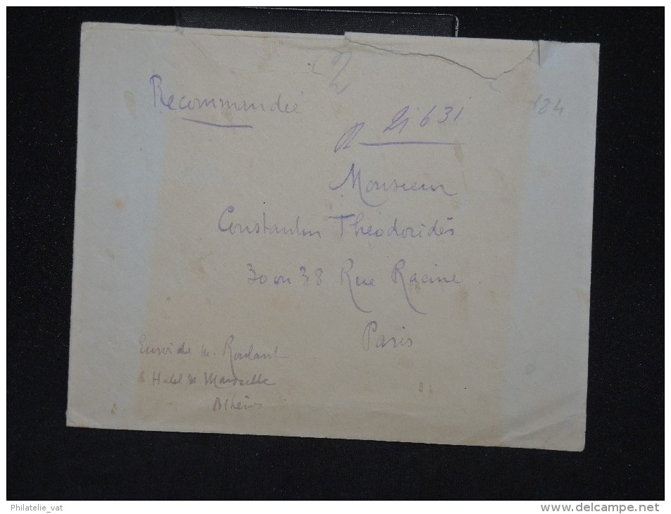 GRECE - Enveloppe En Recommandée De Athènes Pour Paris En 1922 - Aff. Plaisant - A Voir - Lot P11382 - Lettres & Documents