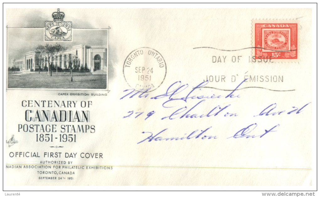 (467) Canada FDC Cover - 1951 - Stamp Centenary - ....-1951