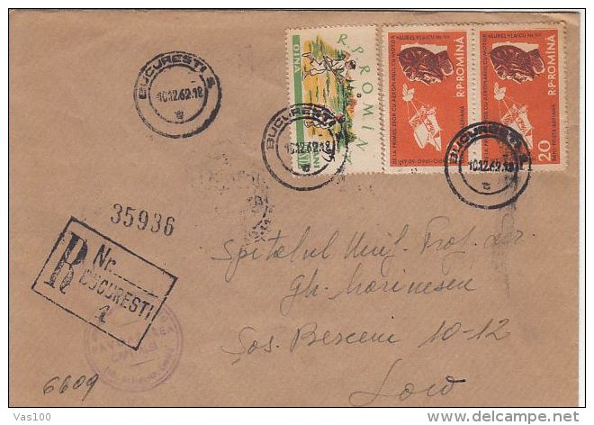 PLANE, AUREL VLAICU, OINA SPORT, STAMPS ON REGISTERED COVER, 1962, ROMANIA - Briefe U. Dokumente