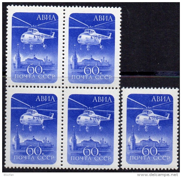 MIL Mi-4 über Kreml Moskau 1960 Sowjetunion 2324+ 4-Block ** 5€ Hubschrauber Hb Bloc M/s Airplanes Sheet Bf USSR CCCP SU - Unused Stamps