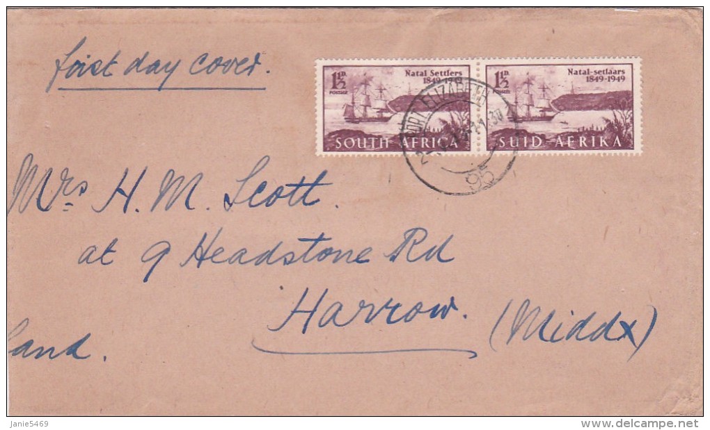 South Africa 1949 Natal Settlers Pair FDC - Non Classés