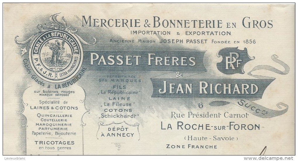 Commande  De Peignes En Ivoire / Passet &. Richard/La ROCHE Sur FORON/Haute  Savoie /Ivry La Bataille/1909  FACTN123 - Perfumería & Droguería