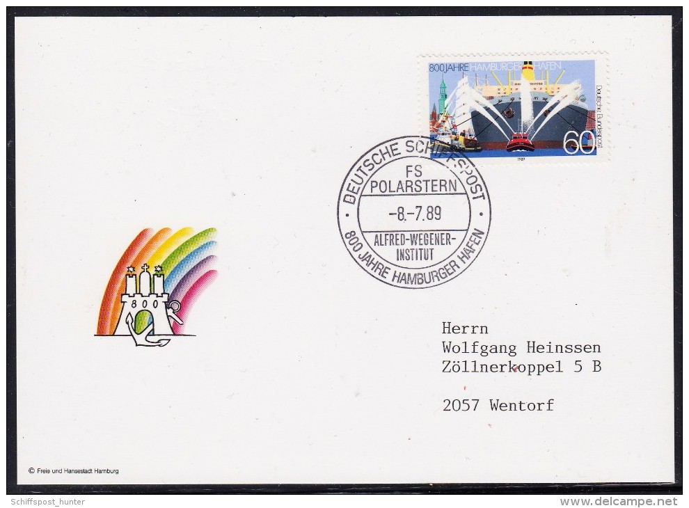 ARCTIC,GERMANY, FS "POLARSTERN" One Day - Marking 8.7.1989 " 800 J. Hbg. Hafen ", Look Scan !! 22.10-19 - Arktis Expeditionen