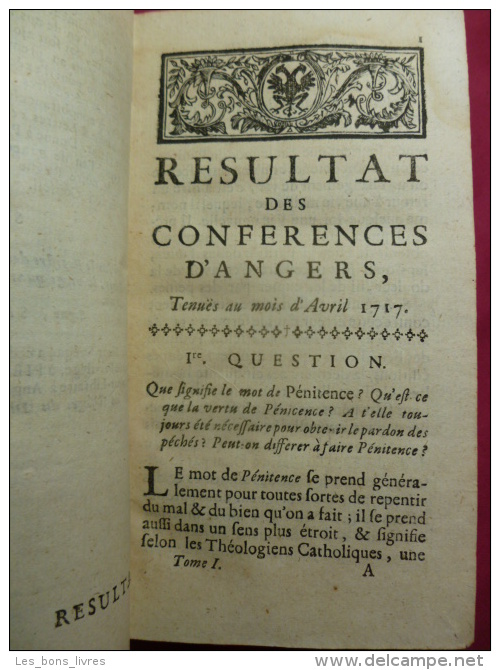 M.Babin CONFÉRENCES ECCLÉSIASTIQUES DU DIOCÈSE D'ANGERS Sur Le Sacrement De Pénitence - Bis 1700