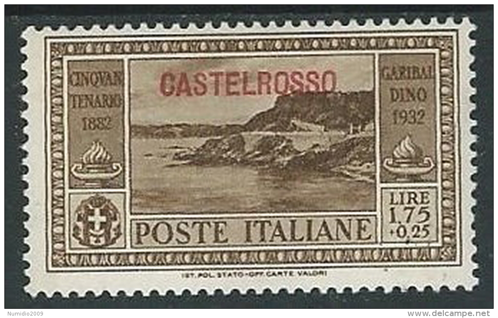 1932 CASTELROSSO GARIBALDI 1,75 LIRE MH * - W282 - Castelrosso