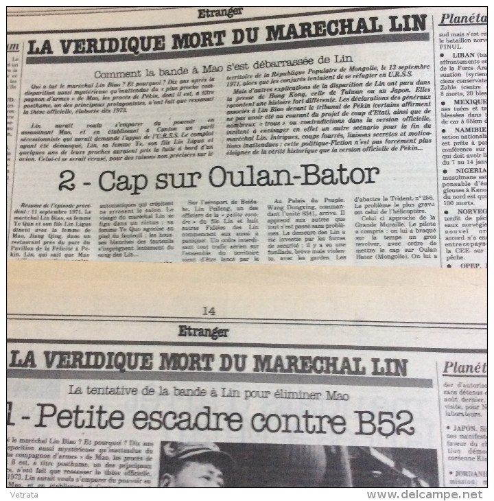 La Véridique Mort Du Maréchal Lin, 2 Articles De P. Sabatier & Zaffanolli  Parus Dans Libération, 1980 (Jauni) - Journaux Anciens - Avant 1800