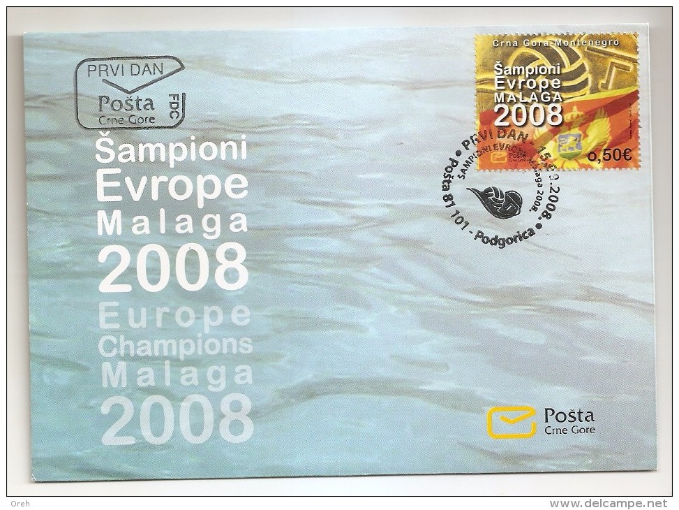 MONTENEGRO 2008 ,MI. NO. 178,SPORT MALAGA,,,FDC - Water-Polo