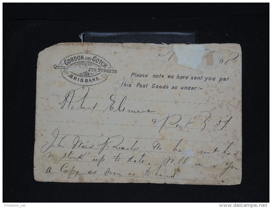 AUSTRALIE - QUEENSLAND - Entier Postal De Brisbane Pour Ravensbourne En 1888 - A Voir Dans L 'état - Lot P11574 - Covers & Documents