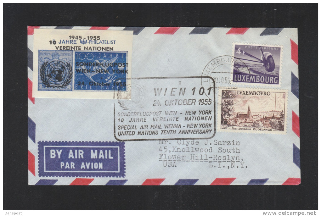 Luxemburg Flugpost UNO 1955 - Lettres & Documents