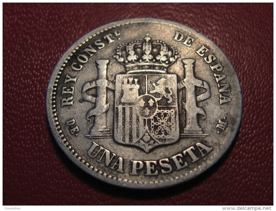 Espagne - Una Peseta 1876 Alfonso XIII 4214 - Primi Conii