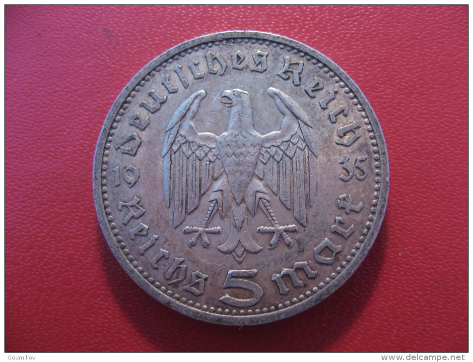 Allemagne - 5 Mark 1935 E Hindenburg 4400 - 5 Reichsmark