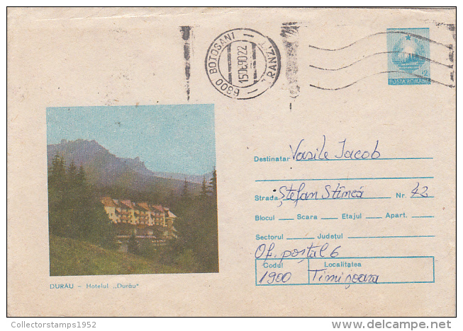 30529- DURAU HOTEL, COVER STATIONERY, 1990, ROMANIA - Hotels, Restaurants & Cafés