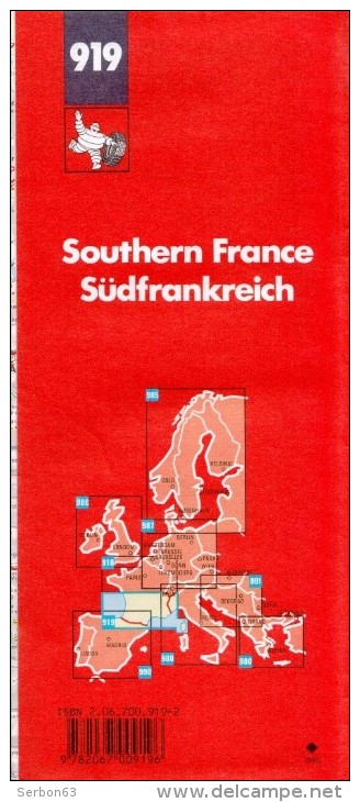 CARTE MICHELIN PNEUMATIQUES N° 919 NEUVE SOLDE LIBRAIRIE 1990 FRANCE SUD FRANCIA SUD SOUTHERN FRANCE SÜDFRANKREICH - Maps/Atlas