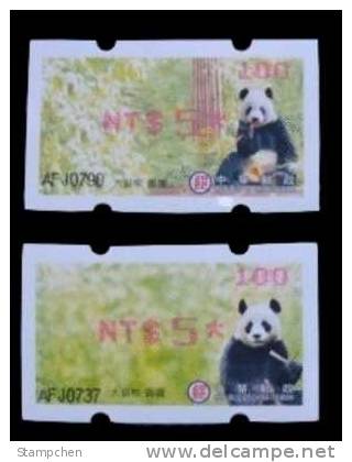 2010 Giant Panda Bear ATM Frama Stamps-- NT$5 Red Imprint- Bamboo Bears WWF - Fehldrucke