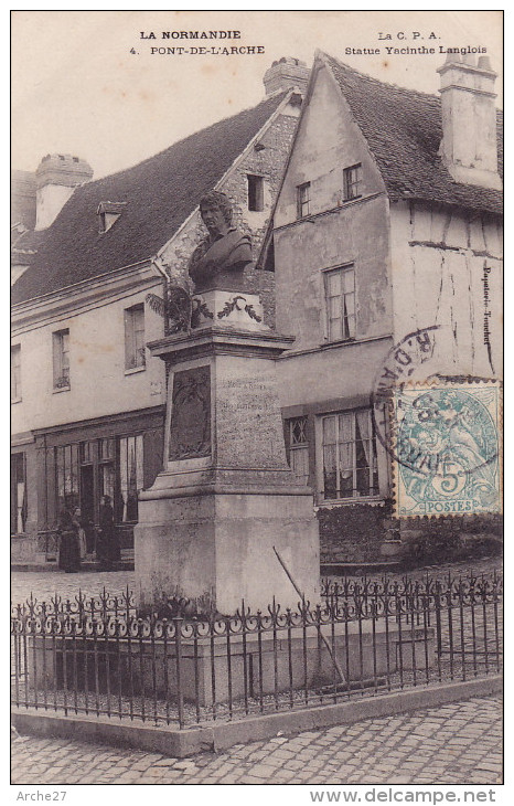 CPA - 27 - PONT DE L'ARCHE - Statue Yacinthe Langlois - 4 - Pont-de-l'Arche