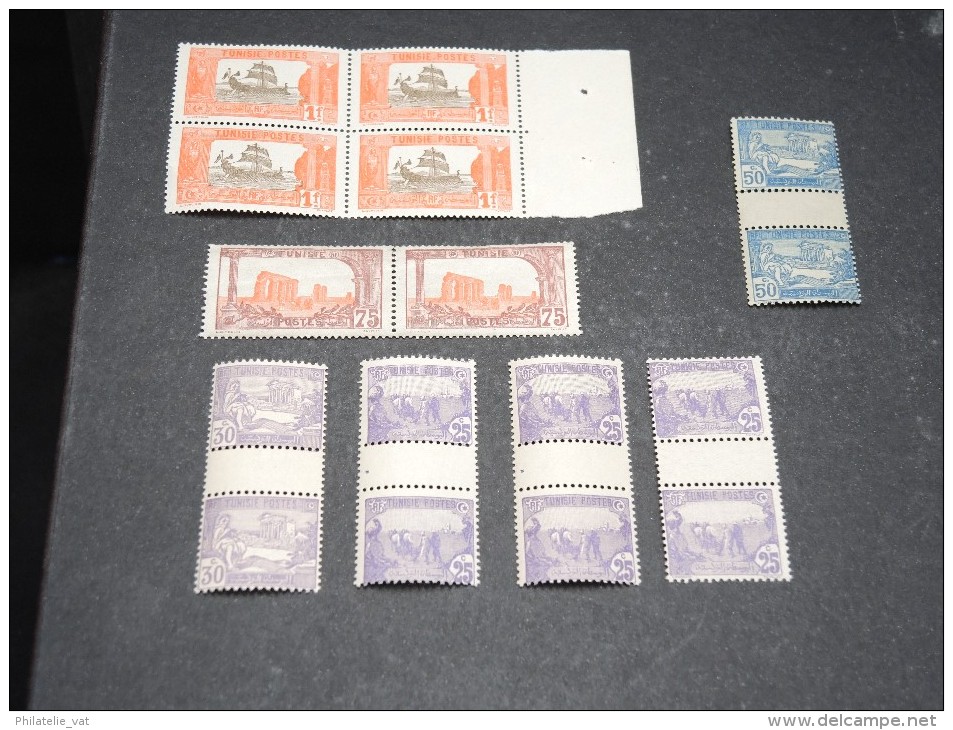 FRANCE - TUNISIE - Lot  de feuilles et panneaux - Neuf luxe ** en grande majorité - Côte 1600 € - Lot n° 10097