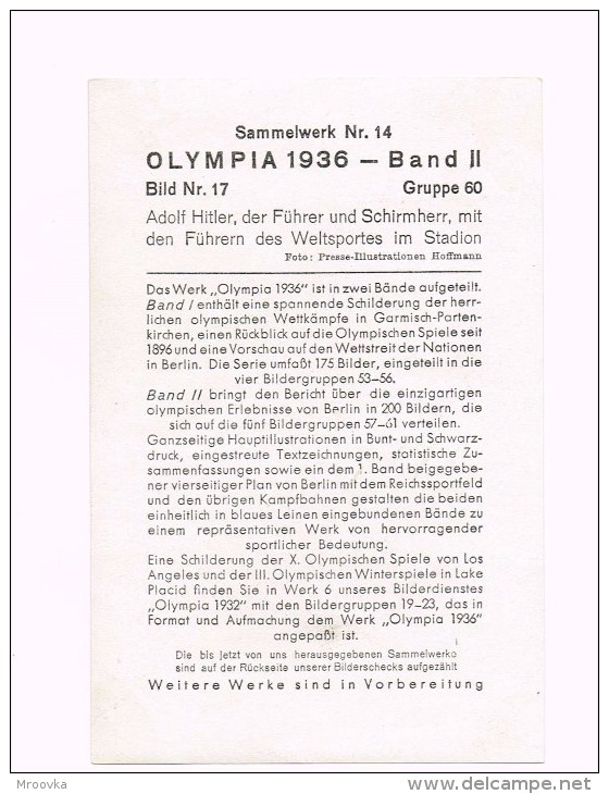 OLYMPIA 1936 - Band II . A.Hitler, Der Führer Und Schirmherr, Mit Den Führer Des Weltsportes Im Stadion - Sport