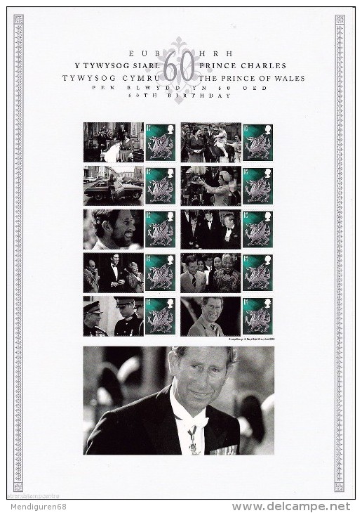 GROSBRITANNIEN GRANDE BRETAGNE GB 2006 60th Birthday Of Prince Charles Commemorative Stamp Sheet  CSS-003 - Sheets, Plate Blocks & Multiples