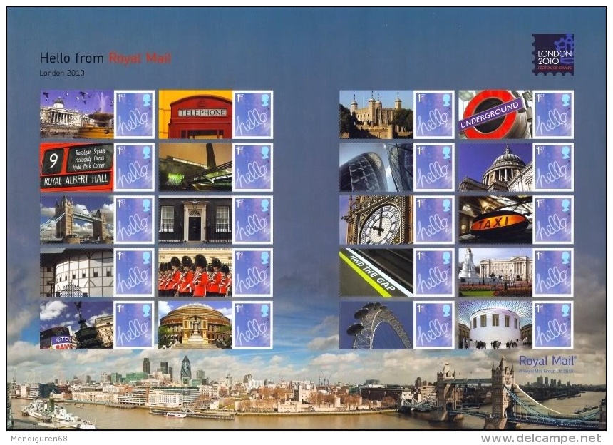 GB 2010 London 2010 Hello GENERIC SMILER SHEET  LS72 - Timbres Personnalisés