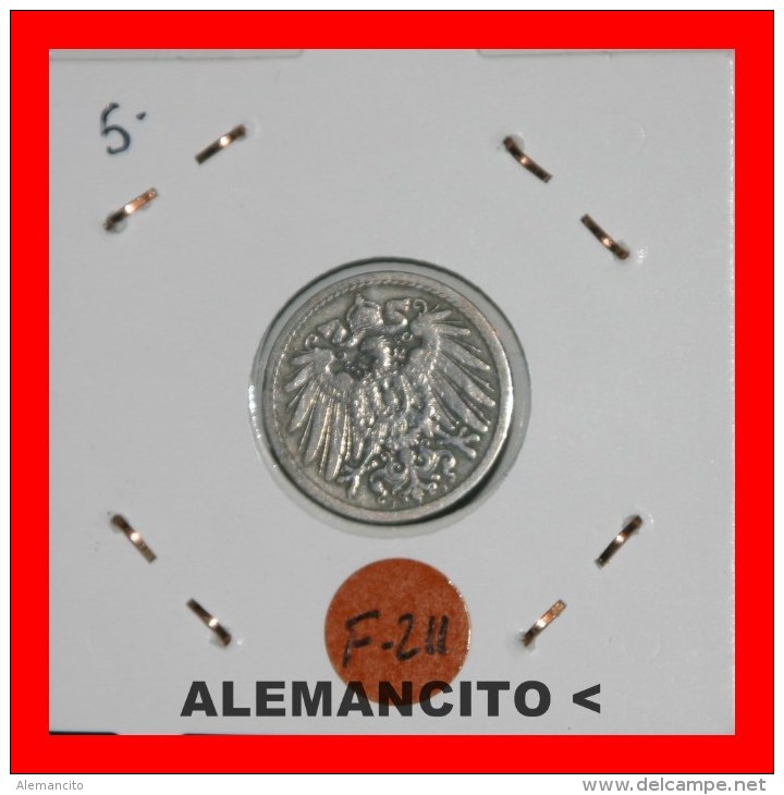 ALEMANIA -  IMPERIO  5-Pfn.  DEUTSCHES REICH  AÑO 1890 - 5 Pfennig