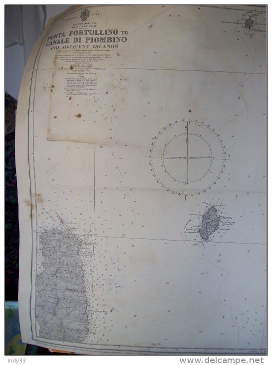 - CARTE MARINE . PUNTA FORTULLINO TO CANALE DI PIOMBINO AND ADJACENT ISLANDS . 1944/54 . - Nautical Charts