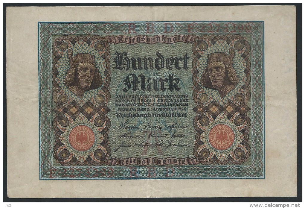 BANKNOTES 1920 GERMANIA-ALLEMANIA 100 MARK - 100 Mark