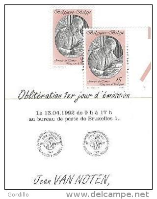 FDC Sur Feuillet De La Poste Belge. Jean Van Noten Peintre Dessinateur De Timbres Postes. - 1991-2000