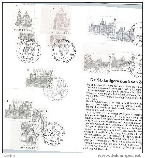 FDC Sur Feuillet De La Poste Belge. 4 Timbres MNH +4 Obl. 1er Jour.St Ludgeruskerk Waver Zwalm Viroinval... - 1991-2000