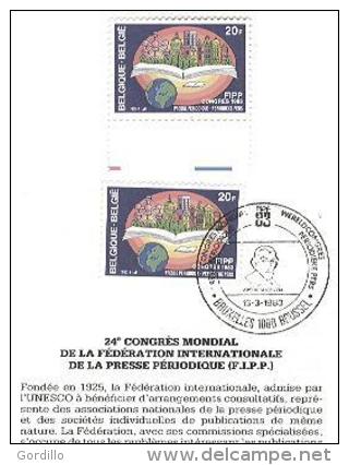 FDC Sur Feuillet De La Poste Belge. 1 Timbre MNH Collé Sur Bande+1 Obl. 1er Jour.Presse Périodique. - 1991-2000