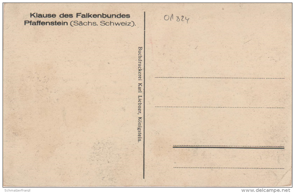 AK Sächsische Schweiz Pfaffenstein Klause Falkenbund Bei Königstein Pfaffendorf Gohrisch Cunnersdorf Krippen Schöna - Kleinhennersdorf