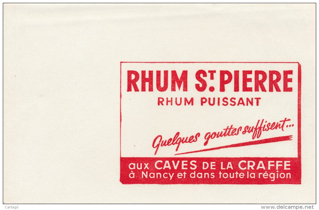 Buvard (format 135 X 210mm)  - B1761 à B1764 - Rhum St Pierre - Caves De La Craffe -54 - Nancy- (non Utilisé ) - C