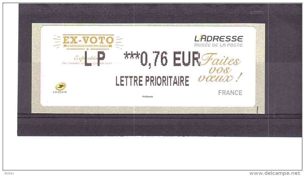 1173   **  (LISA2)  EX-VOTO Faites Vos V&oelig;ux  L'adresse Musée De La Paoste  *FRANCE*  25/54 - 2010-... Illustrated Franking Labels