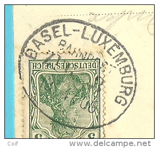 Kaart "Colmar" Met Duitse Zegel Met Treinstempel (ambulant) BASEL-LUXEMBOURG / BAHNPOST / ZUG 3 Naar Bruxelles - Sonstige & Ohne Zuordnung